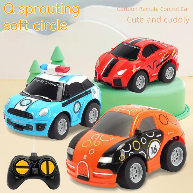 Rc mini desenhos animados carro de controle remoto bonito carro de controle  remoto carro menino menina polícia carro modelo sem fio presente  aniversário das crianças - AliExpress